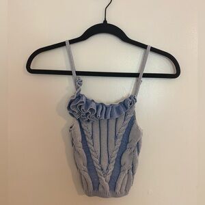 Anthropologie  Pilcro Cotton Knit Ruffled Tank Top